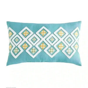 Pier 1 Imports indoor outdoor Lucky Dice Blue Lumbar Pillow 18” by 12”